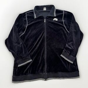 VTG Nike Air Sweatshirt Mens XXL Black Sportswear Swoosh‎ Full Zip Velour Jacket